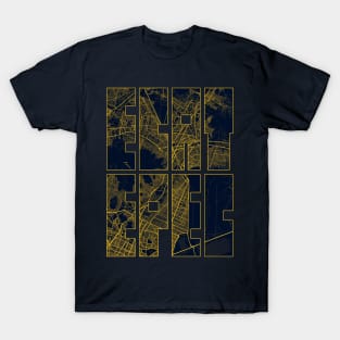 Ecatepec, Mexico City Map Typography - Gold Art Deco T-Shirt